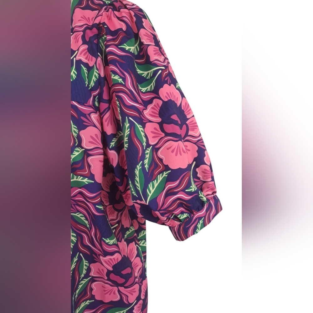 Michelle Mcdowell Floral Pink and Green Women's Dress - Picture 7 of 9